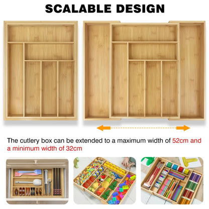 Organizador Expandible de Bambú para Gavetas – 8 Compartimentos Ajustables | SOCIA Living
