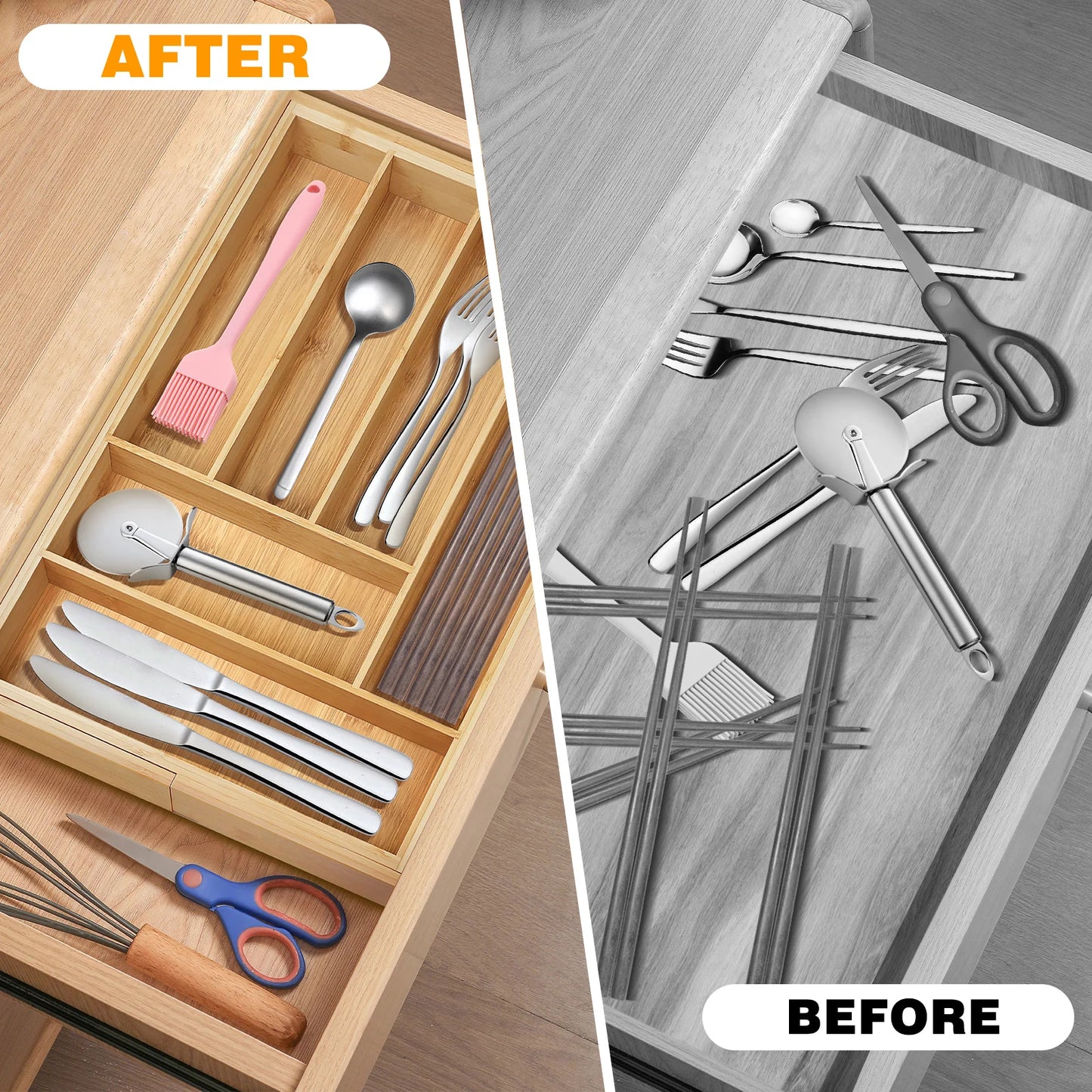 Organizador Expandible de Bambú para Gavetas – 8 Compartimentos Ajustables | SOCIA Living