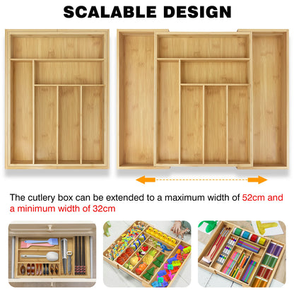 Organizador Expandible de Bambú para Gavetas – 8 Compartimentos Ajustables | SOCIA Living