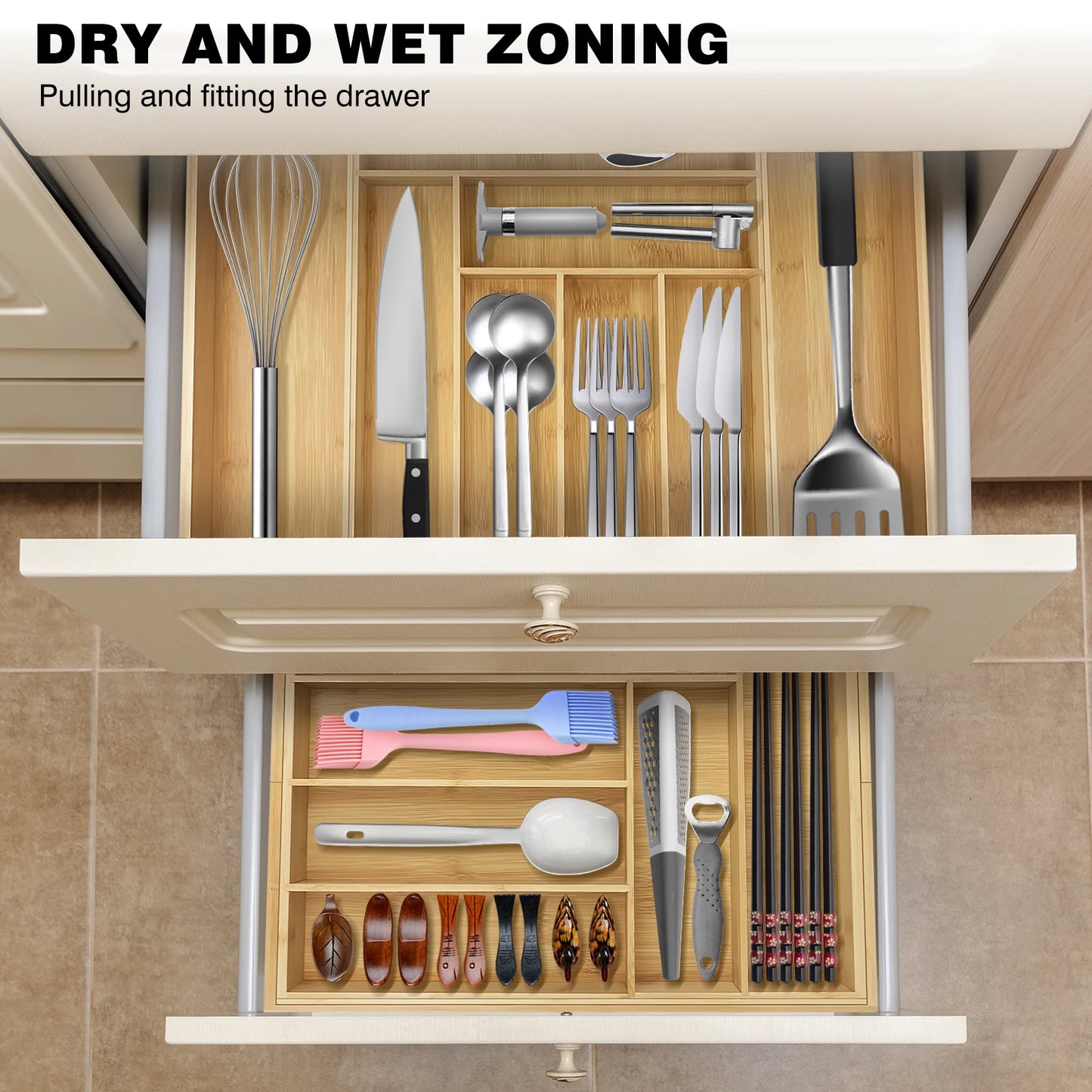 Organizador Expandible de Bambú para Gavetas – 8 Compartimentos Ajustables | SOCIA Living